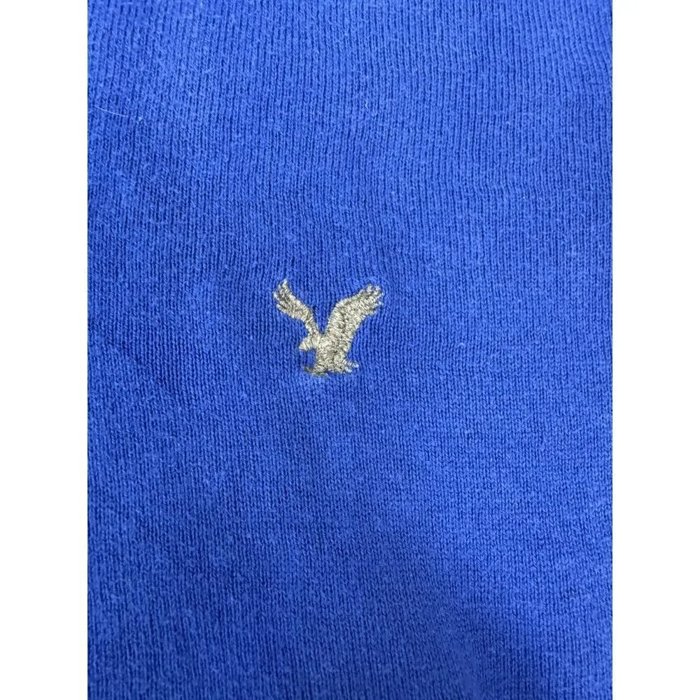 American Eagle Sweater Mens XXL Royal Blue Lightweight Logo V-Neck Pullover